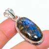 Natural Labradorite Gemstone Handmade 925 Steling Silver Jewelry Pendant 1.77" G2a54