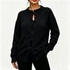 Women's Loose Fit Long Sleeve Color Knit Cardigan with Tie Waist for Casual Wear