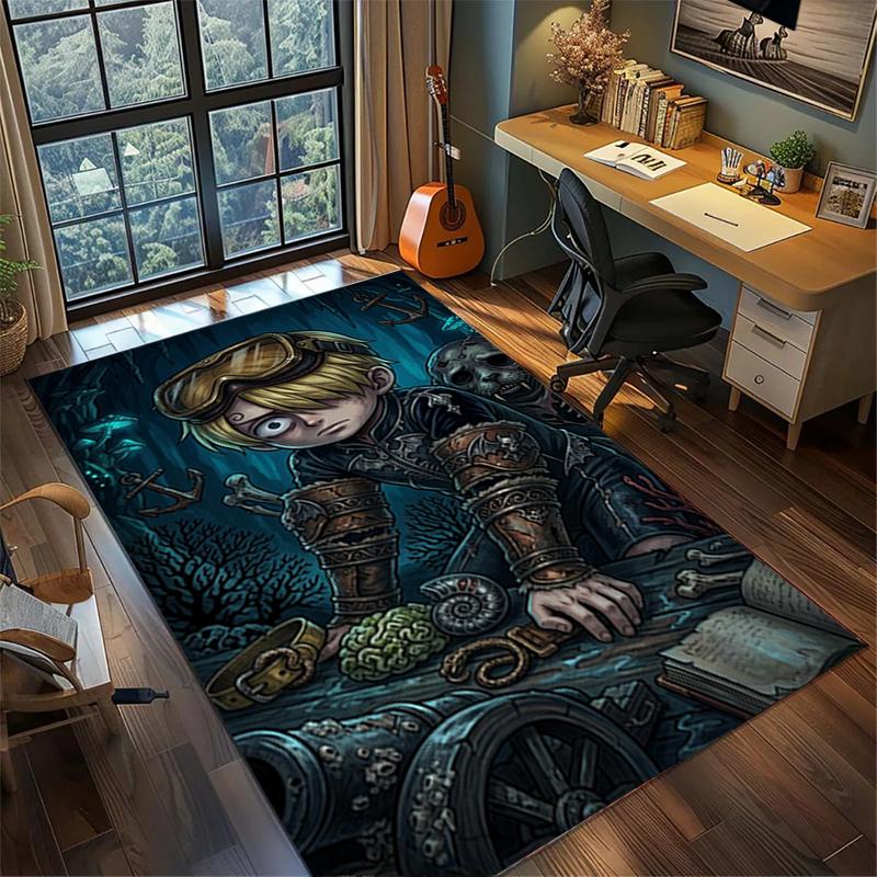 Non Slip Washable "ONE PIECE" Rug Large Area Carpet Gamer Room Bedroom Home Decor Kwq2