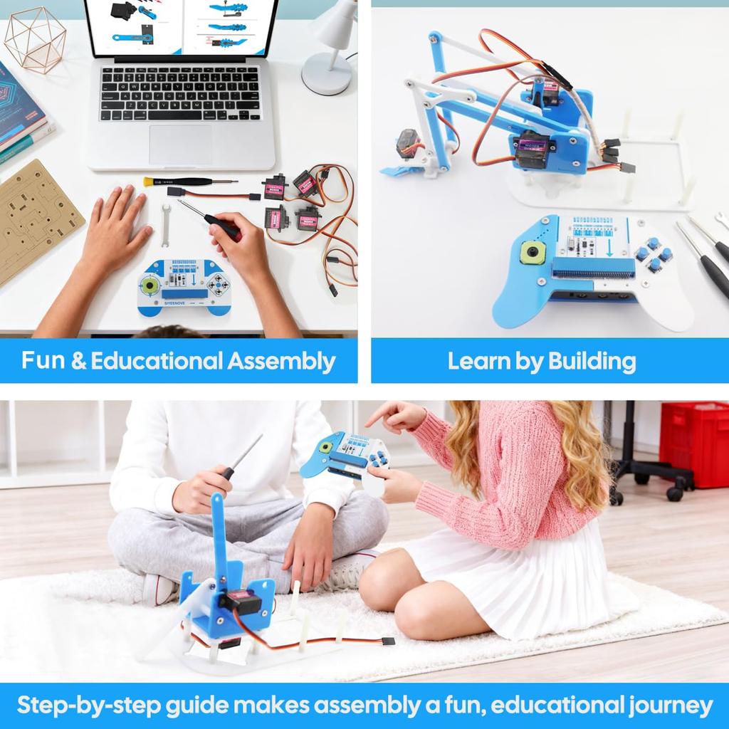 SIYEENOVE Microbit Smart Robot Arm Kit with Japanese PDF Instruction Manual 4DF Programmable Mechanical Arm Assembly Kit [Microbit V2 and AA Batteries