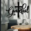 Grateful Cross Metal Wall Art Christian Home Decor Inspirational Message Religious Sculpture