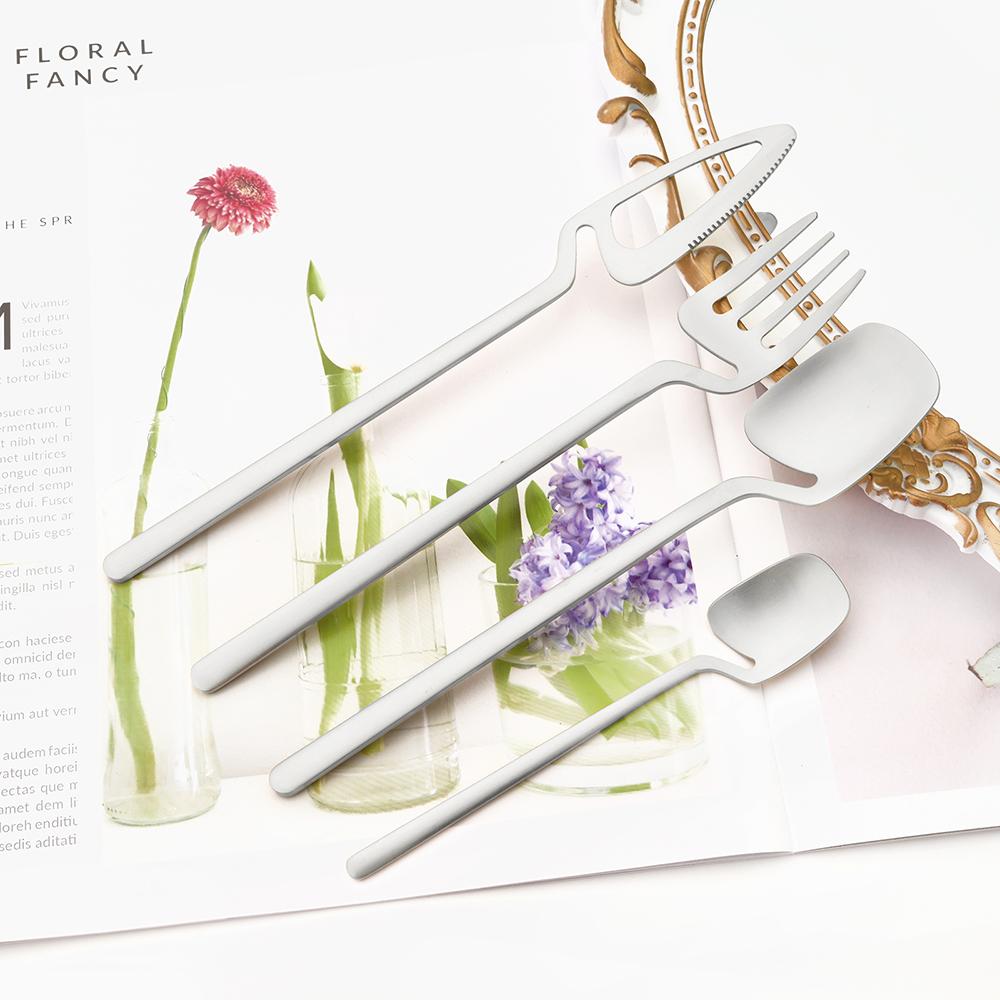 

4 предмета столовой посуды Western Kitchen, матово-золотой набор столовых приборов из нержавеющей стали, ножи, вилки, ложки, столовые приборы, набор столовых приборов серебряный