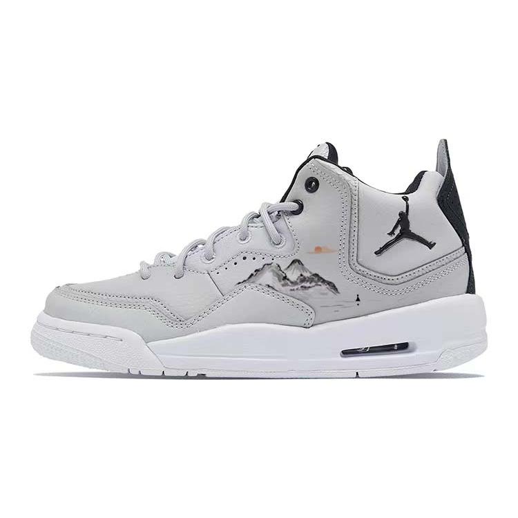 Jordan Courtside 23 Cushioning Slip Resistant Mid top Vintage Basketball Shoes Women's Gray Black AR1002-002(Team56-)
