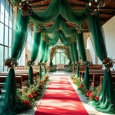 Sheer Chiffon Curtain Drapes Wedding Arch Draping Fabric Curtain Mesh Elegant Decor for Wedding Ceremony Birthday Party Versatile Decoration
