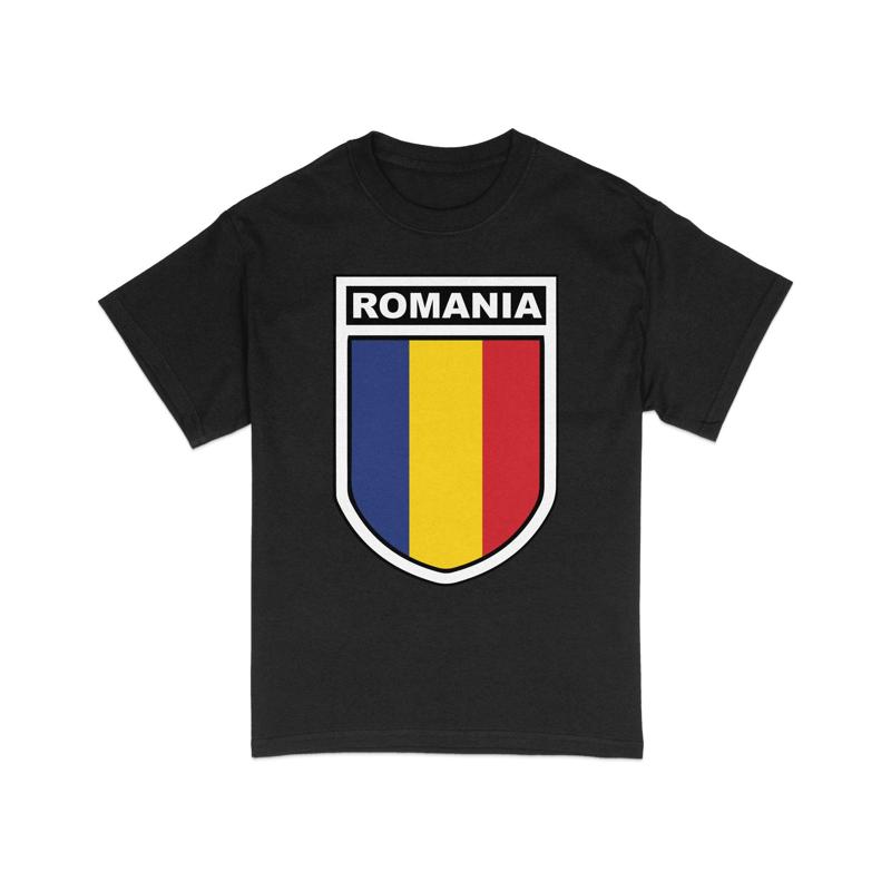 RoUnisexia Flag Crest T Shirt Patriotic RoUnisexian Shield Adult Casual Wear National Pride Apparel