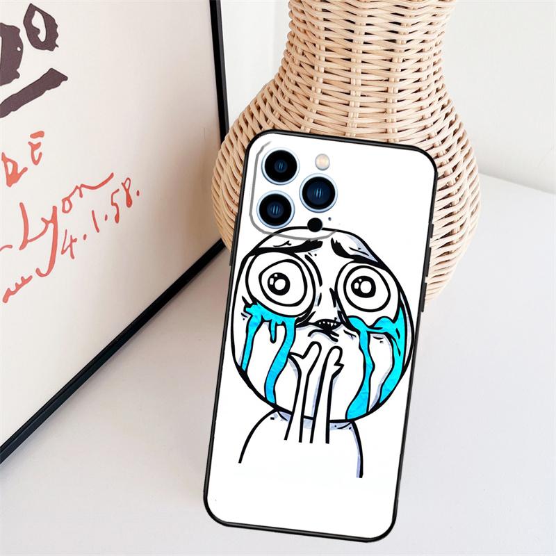 Funda de Teléfono Meme Cara de Troll Para iPhone 16 Pro Max 14 13 12 11 15 17 Pro Max mini 15 16 Plus 16e Cubierta Trasera