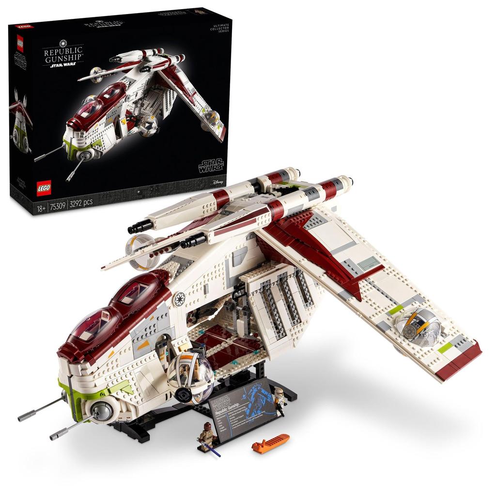 LEGO Vánoční dárek pro vánoční dárek od Star Wars Republic Gunship 75309 pro dospělého, vesmírného chlapce (TM)