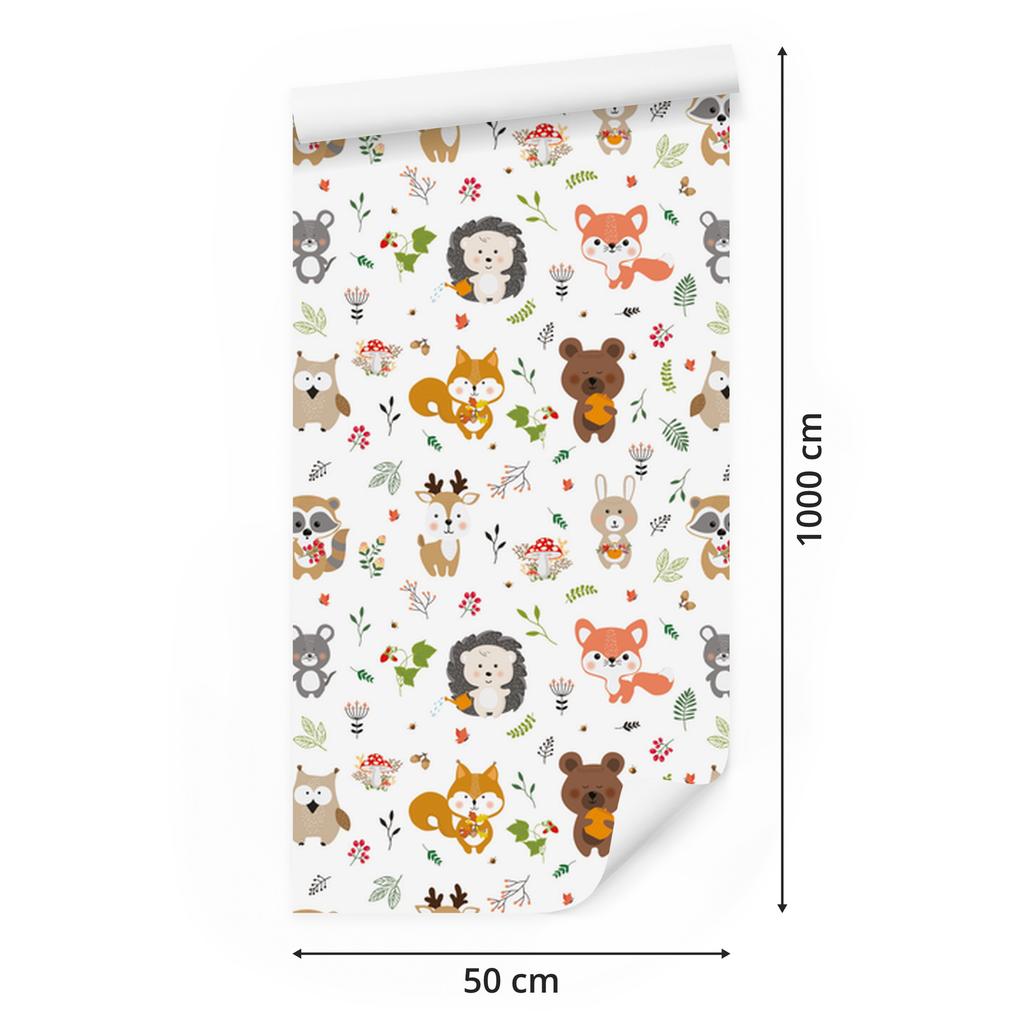 Joyful Forest Animals Wallpaper for Living Room and Bedroom 50x1000
