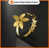 Skyrim Women Korea Flower Ring Stainless Steel Gold Color Boho Adjustable Open Finger Rings 2026 Fashion Jewelry Gift for Lover