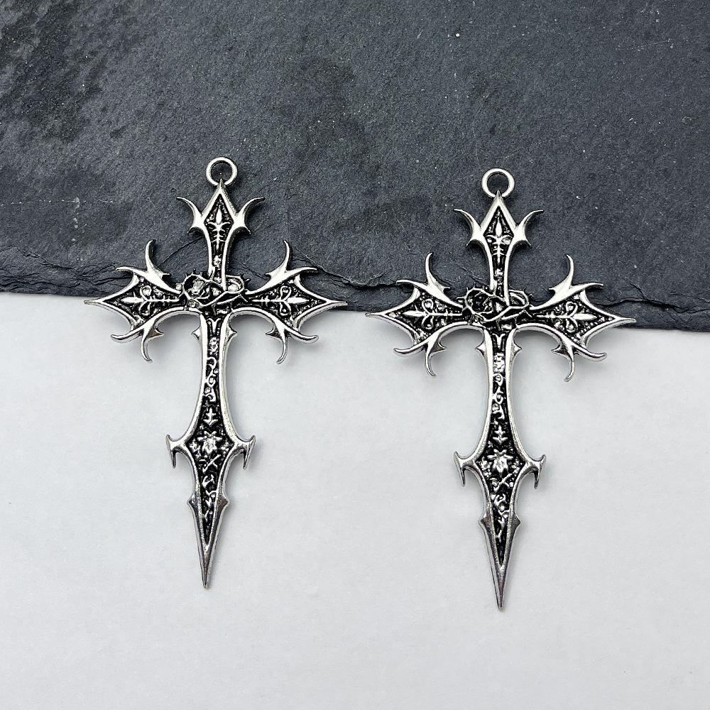 New Personalized Hip Hop Retro Gothic Cross Ethnic Floral Alloy Pendant Sweater Chain