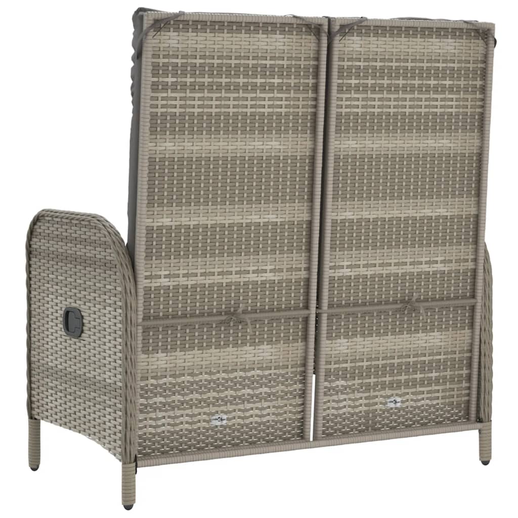 Vidaxl Rozkładana Ławka Ogrodowa, Poduszki, 107 Cm, Rattan Pe, Szara