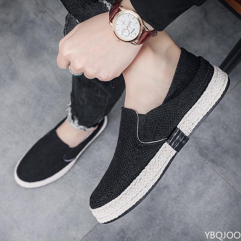 Men's summer linen Shoes Outdoor non skid versatile lazy shoe Trendy Fisherman's shoes Casual lightweight flats Homme