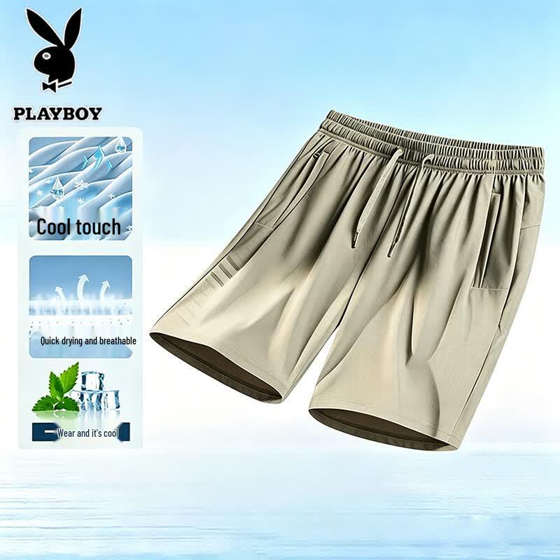 PLAYBOY Men's Ice Silk Quick Dry Loose Fit Shorts
