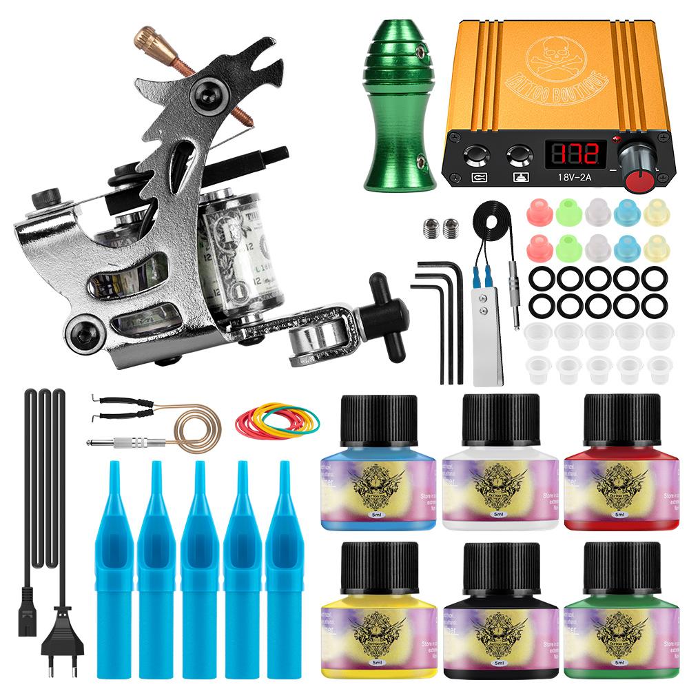 PHOENIXY Tattoo Kit 6 Colors Tattoo Inks, Tattoo Gun Machines, Grips, Power Supply, and Accessories Set for Beginners