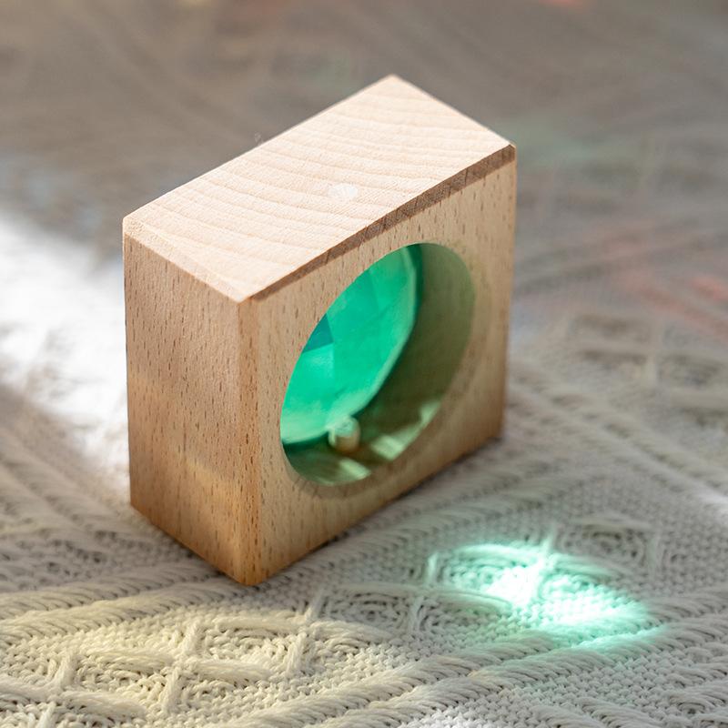 Large particle light-transmitting building block rainbow gemstone beech wood solid wood puzzle children creative building toy