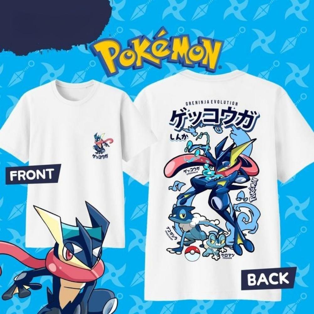 2025 Léto Pokémon Anime GRENINJA 100% Čistá Bavlna Tištěné Tričko Pánské Y2K Harajuku Volné Ležérní Univerzální Krátký Rukáv Top