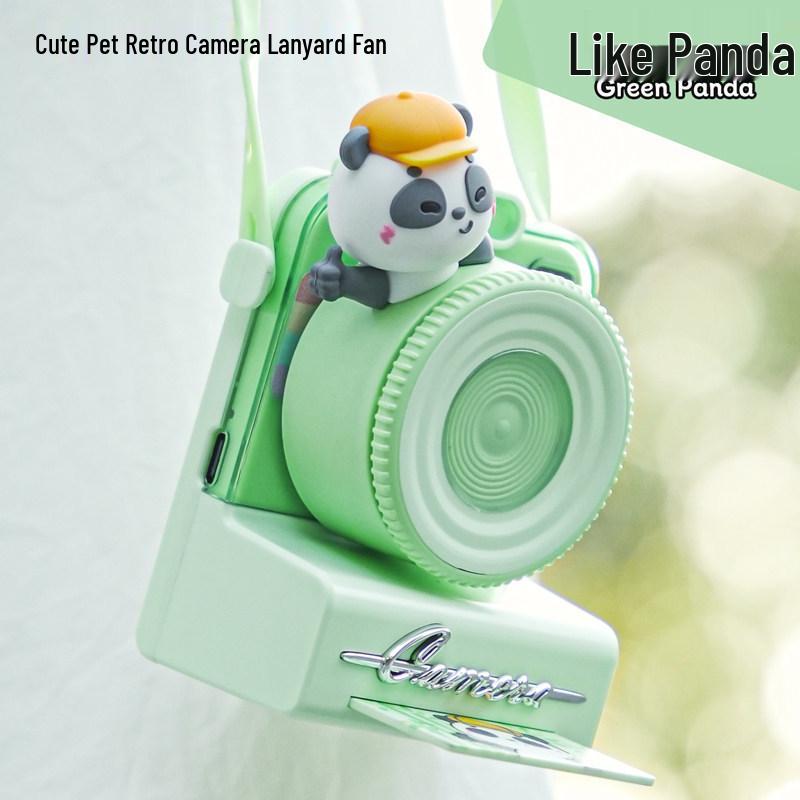 

Portable Retro Camera Fan with USB Rechargeable Battery and Lanyard 72*46*100mm