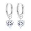 WOSTU 925 Sterling Silver European Simple CZ Ear Buckles Heart Hoop Earrings for Women Wedding Gift Minimalism Jewelry