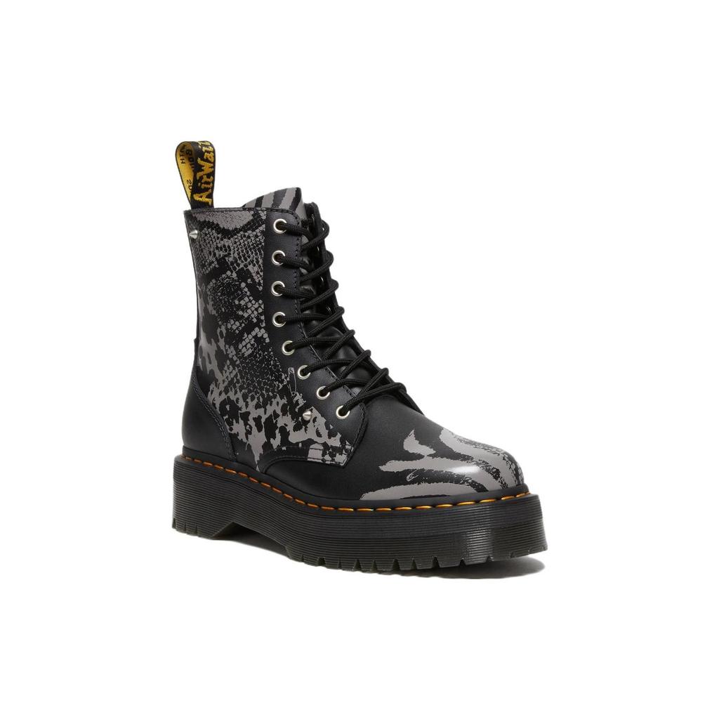 Dr. Martens Leather Fashion Printed Lace-Up Short Martin Boots Unisex Boots Black Gray 27669001