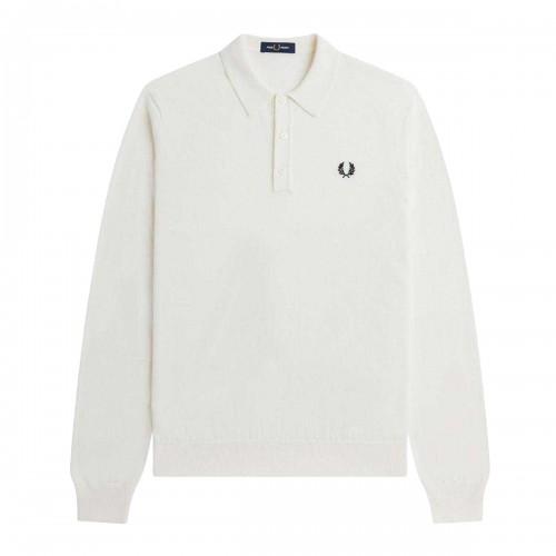 Fred Perry Mens Plain Knitted Long-Sleeved Polo Shirt