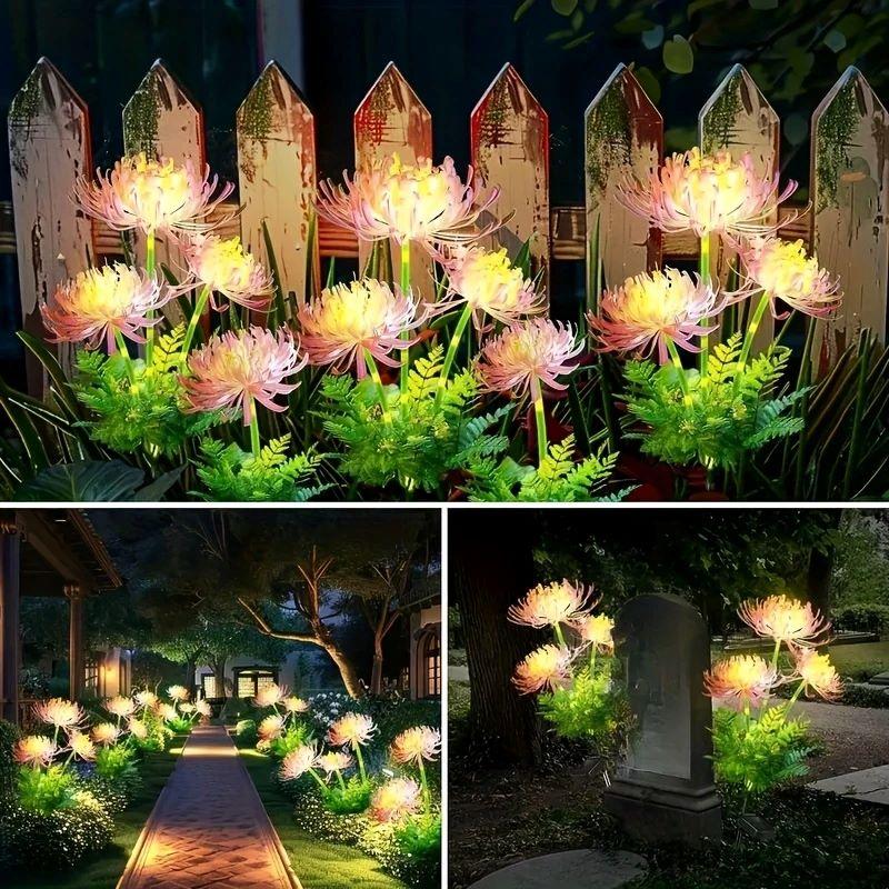 Solar Garden Lights Solar Flowers Lights with Glowing Flowers & Stems Solar Lights Outdoor for Garden Decoration Yard Decor