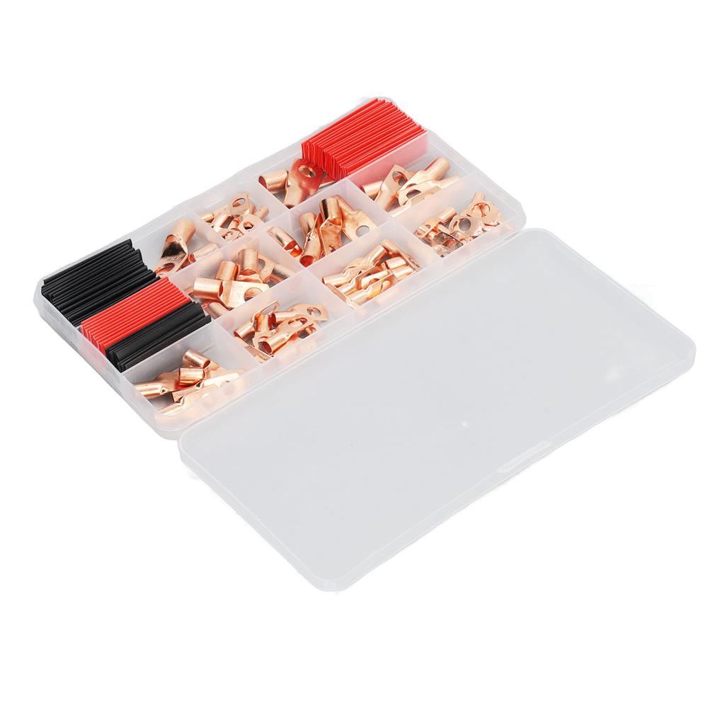 120Pcs Copper Wire Lugs Heat Shrink Kit High Temperature Resistant Tubing Ring Terminal Connectors