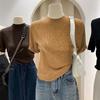 Sweater for Women Thickened Warm Knitted Stretchy Short Sleeve High-neck Tops