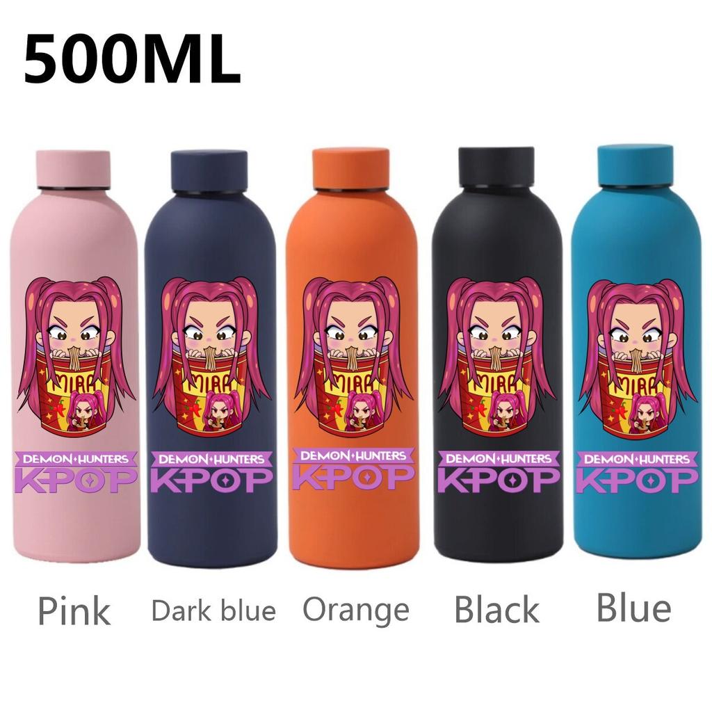 500ML KPop Dämonenjäger Cartoon Druck Sport Auslaufsicher Hohe Qualität Edelstahl Isoliert Wasserbecher Geburtstag Geburtstag Hohe Qualität Geschenke