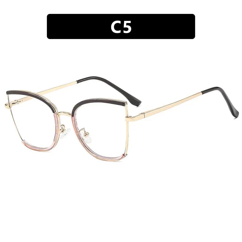  Retro Oversized Cat Eye Women Metal Glasses Frame Fashion Clear Anti-Blu-Ray Eyewear Men Optical Computer Square Frames