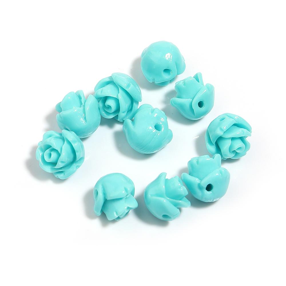 10Pcs/Lot Resin Beads 6 8 10 12 15mm Colorful Rose Shape Hole Size 1.5mm Beads For Charm Jewelry Making Diy Bracelet Necklace