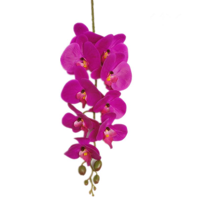 5pc Artificial Phalaenopsis Orchid 9 Heads Soft Latex Butterfly Orchid Flower Branch for Wedding Floral Decoration