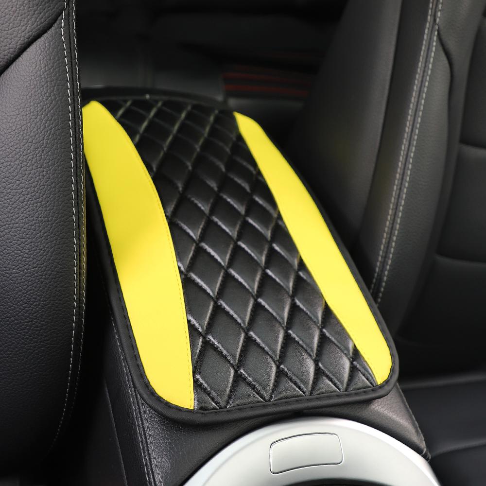 Car armrest cushion center control cushion Car interior accessories PU leather embroidered three-dimensional lattice cushion