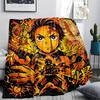 1PC Demon Slayer Kimetsu No Yaiba Patterned Flannel Blanket Suitable For All Seasons For Home Decor Warmth And Comfort Gifts Holiday Present
