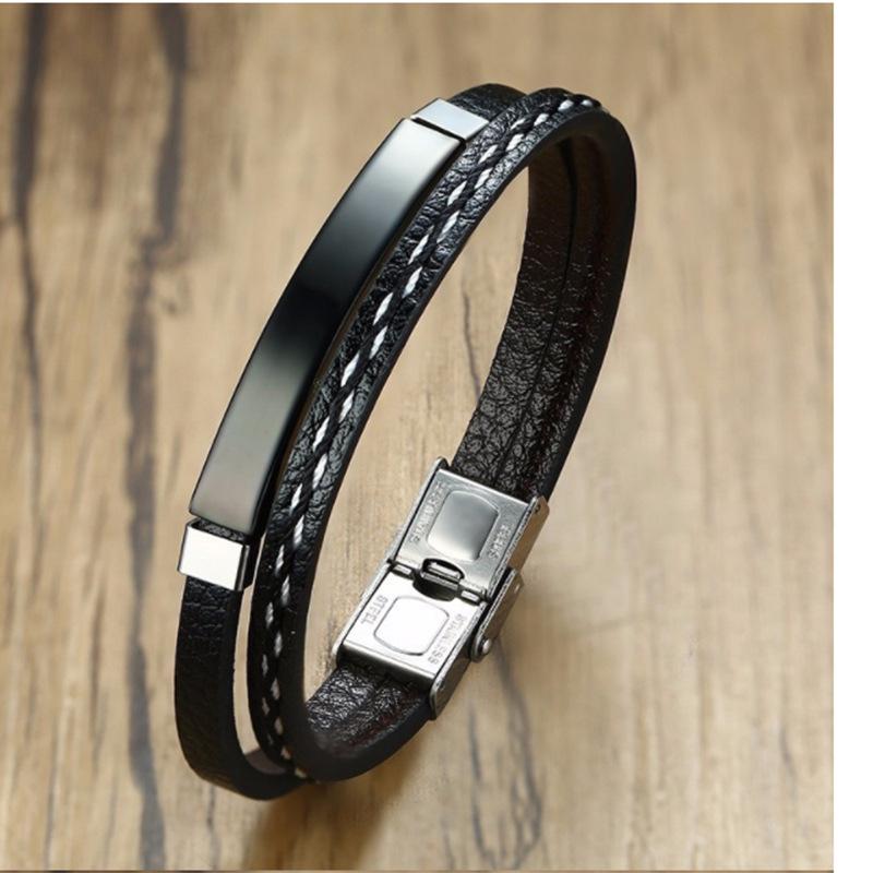 

Унисекс Минималистичный Плетеный Браслет из Нержавеющей Стали и Кожи – Регулируемый, Винтажный Дизайн