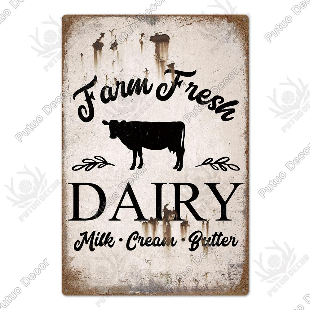 Decor Cow Vintage Tin Sign Retro Metal Sign Decorative Plaque Farm House Shop Garage Wall Decor Cow Posters