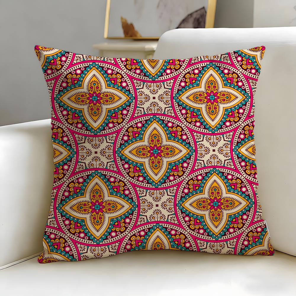 classic pattern Indian Ethnic Pattern Cushion Cover Soft EasyWash Pillow Case Versatile for Couch Bed Travel and Office