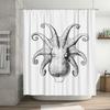 Elegant Octopus Shower Curtain Waterproof Bath Decor for Home Decoration White and Black Modern Print