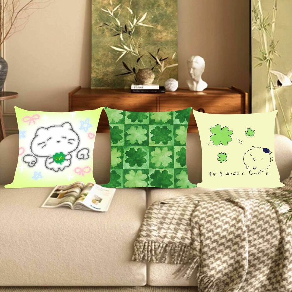 Lucky Clover Good Luck Ins Pillowcase Toon Gift Cushion Cover Bedroom Home Sofa Chair Seat Decor Pillow Case
