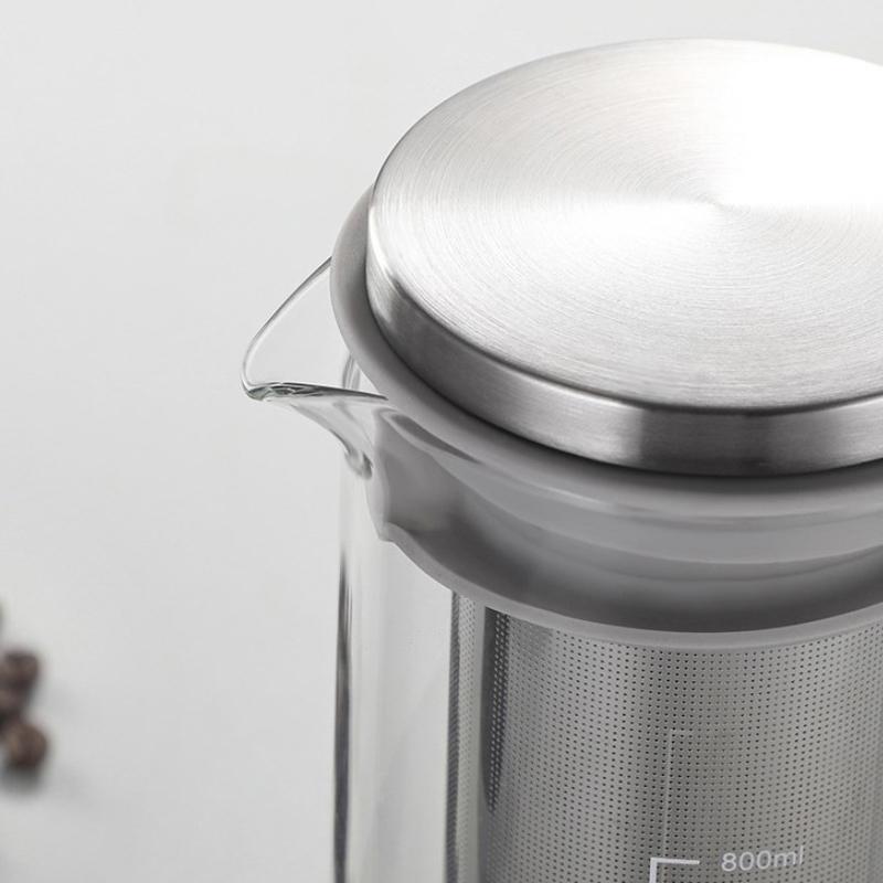 Taşınabilir Hava Geçirmez Soğuk Demleme Buzlu Kahve Yapıcı Çay Demleyici - 800ml Soğuk Demleme Kahve Kettle Demleme Cam Sürahi Sürahi