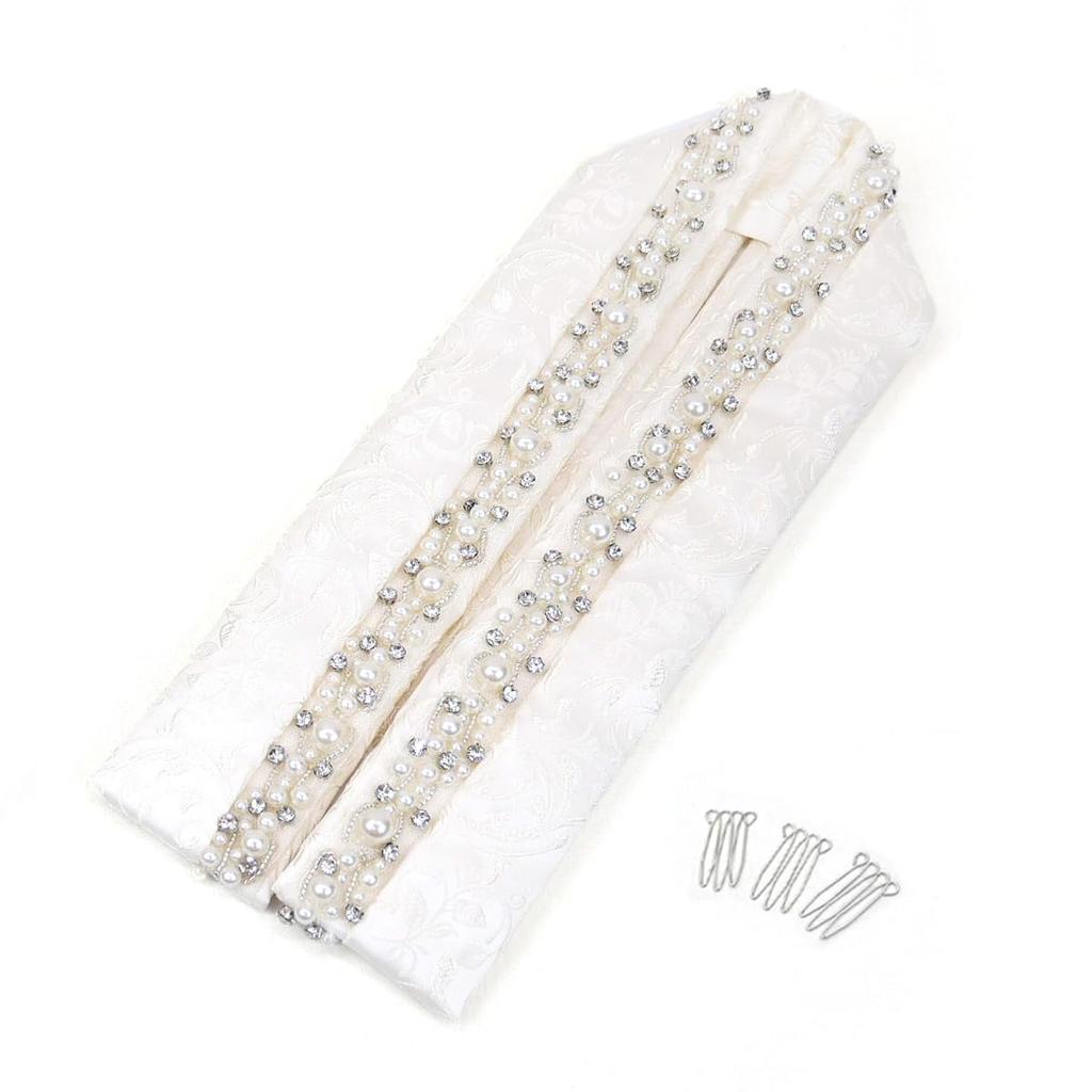 Layered Pearl Crystal Background Includes Attachment Made in Visiting Lace Coming of Age Layered Collar [Kyoto Usagido] Collar, Beads, Glass, Pattern,