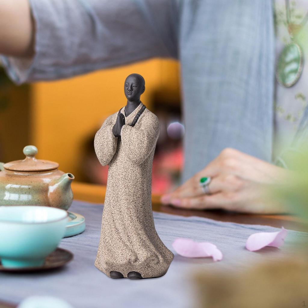 Buddha Statue Monk Figure Crafts Handmade Lifelike and Vivid Desktop Ornament Figurine for