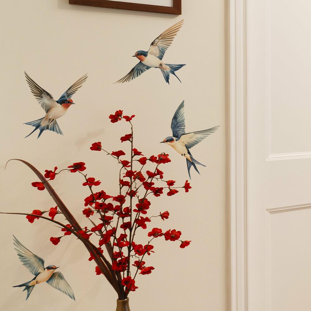 Painted Bird Stickers for Bedroom Living Room Entrance Hall Home Background and Wall Beautification