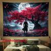 Samurai Cherry Blossom Digital Printing Polyester Wall Tapestry Suitable for Use In Living Rooms Bedrooms Offices Bars Party