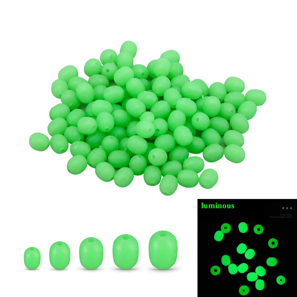 100Pcs Cylindrical Luminous Soft Fishing Beads 5 Optional Sizes 5.2mm 6.2mm 7.2mm 8.3mm 10mm Practical Sea Fishing Tackle Accessories