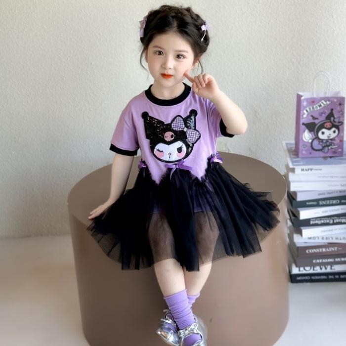 Girls Summer Tulle Princess Dress Cute Short Sleeve Party Gown Baby Sweet Top 90