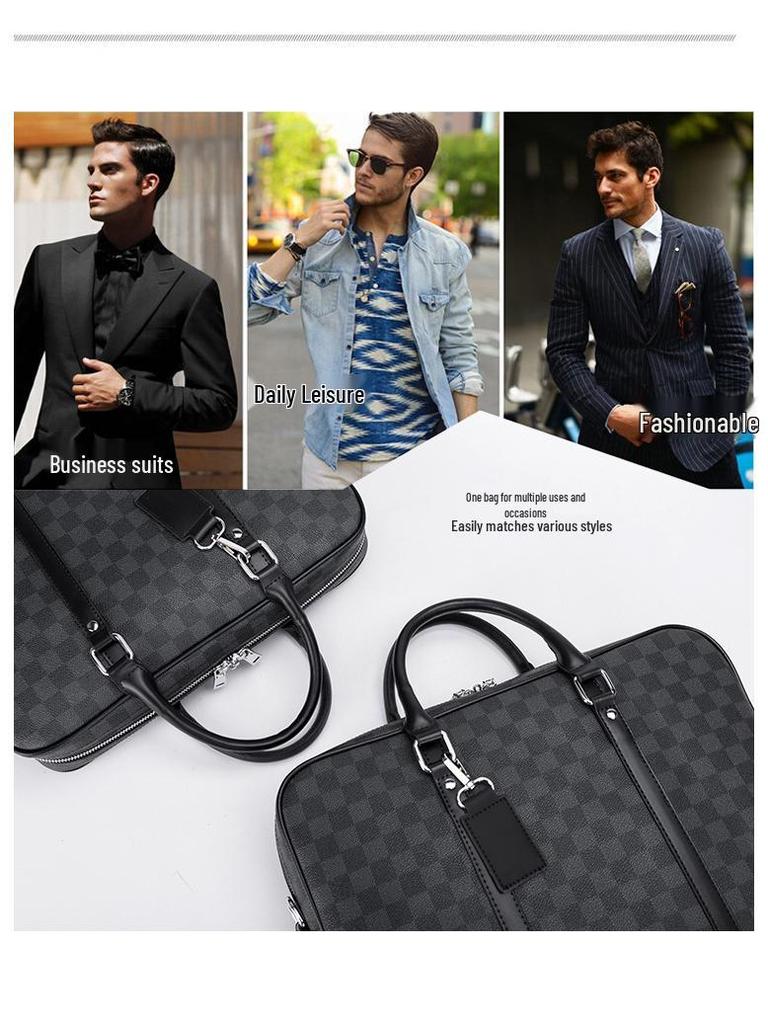 2024 Men's Business Briefcase: European & American Style, Large Capacity, Single Shoulder, Crossbody, Handheld Laptop Bag
