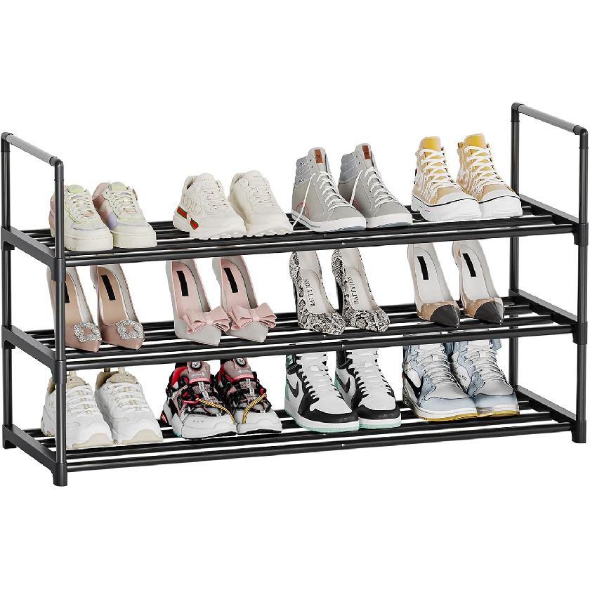 Shoe Rack, 3-Tier Shoe Organizer, Sturdy Shoe Storage Shelf, Perfect for Front Door Entrance, Closet & Entryway, Easy to Assemble, DIY Layering