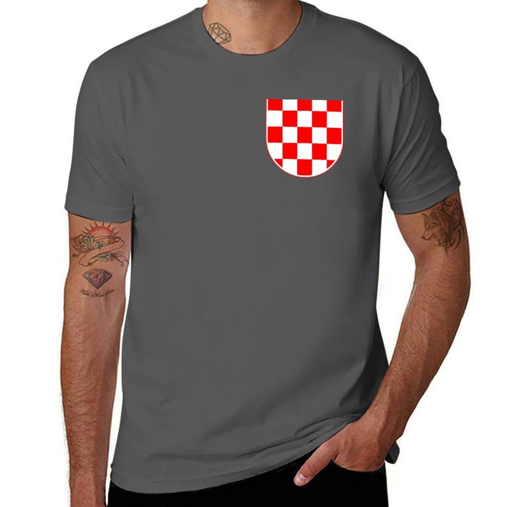 Croatian Checkerboard Croatia Coat Of Arms Tshirt Plus Size Workout Short Sleeve Top Tshirt