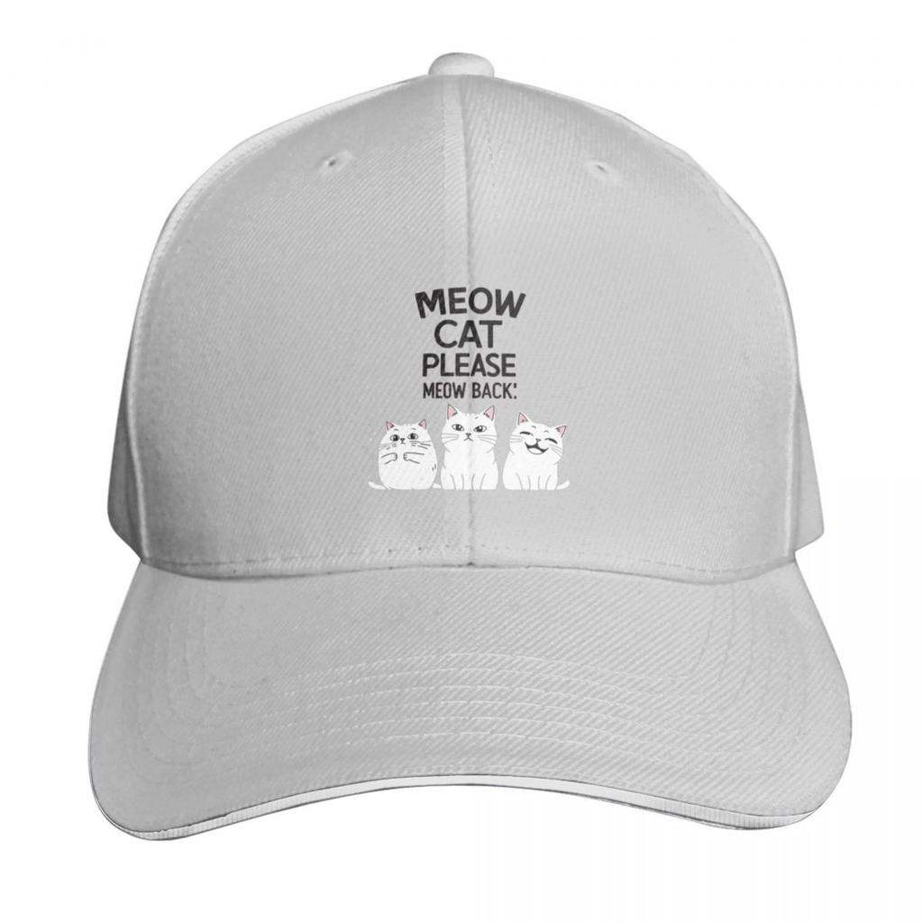 Meowcat pleaseMeowbackeurovision Baseball Cap Strapback Dad Hat Six Panel Structured Crown Sun Protection UPF