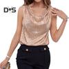 Damen Tanktops Pailletten V-Ausschnitt Ärmelloses T-Shirt Glänzende Glitzerblusen Sexy Cami Tops für Cocktailparty Clubwear Abend